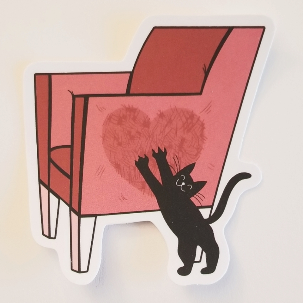 10/$10 Cat Scratching Chair Sticker